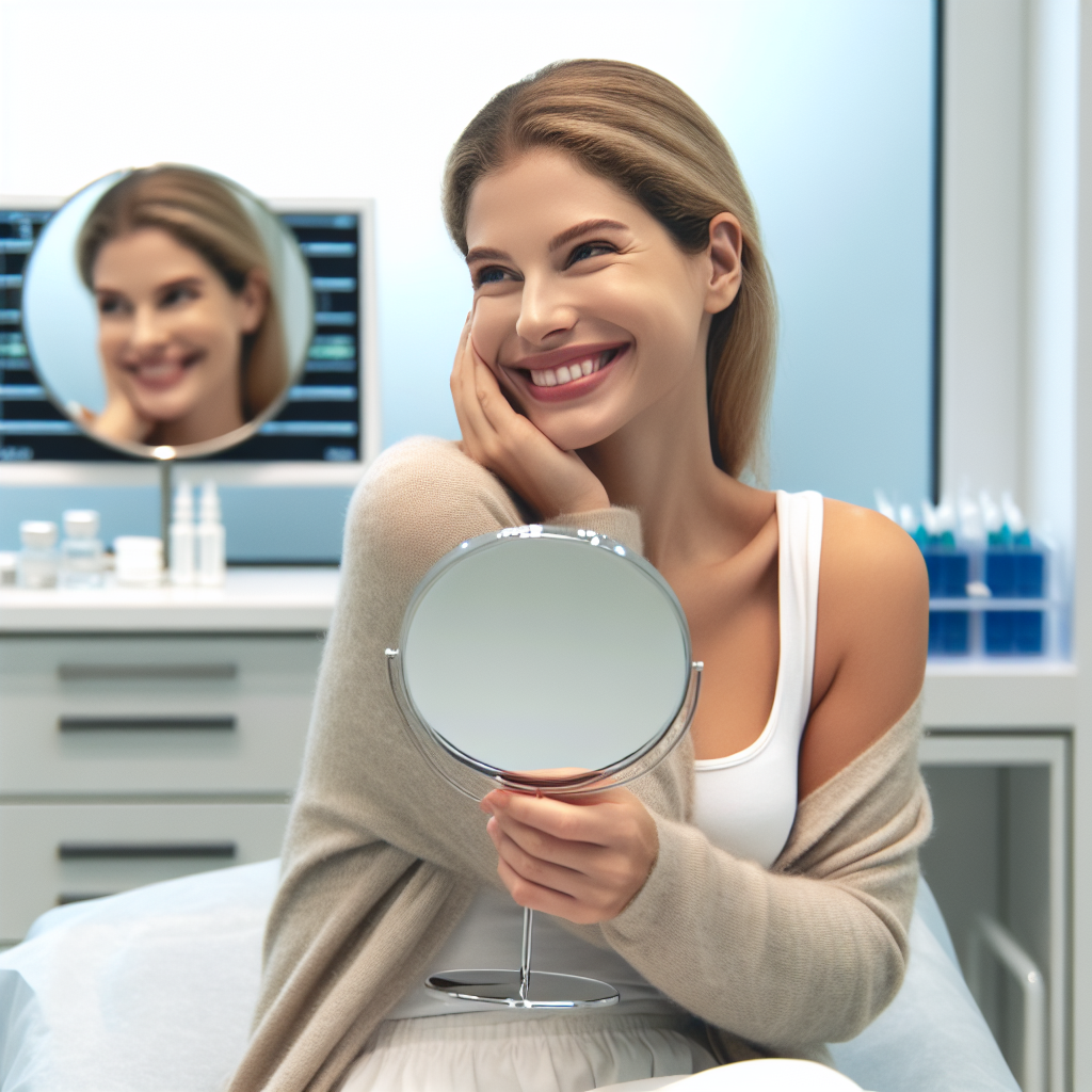 A happy patient after stomach botox