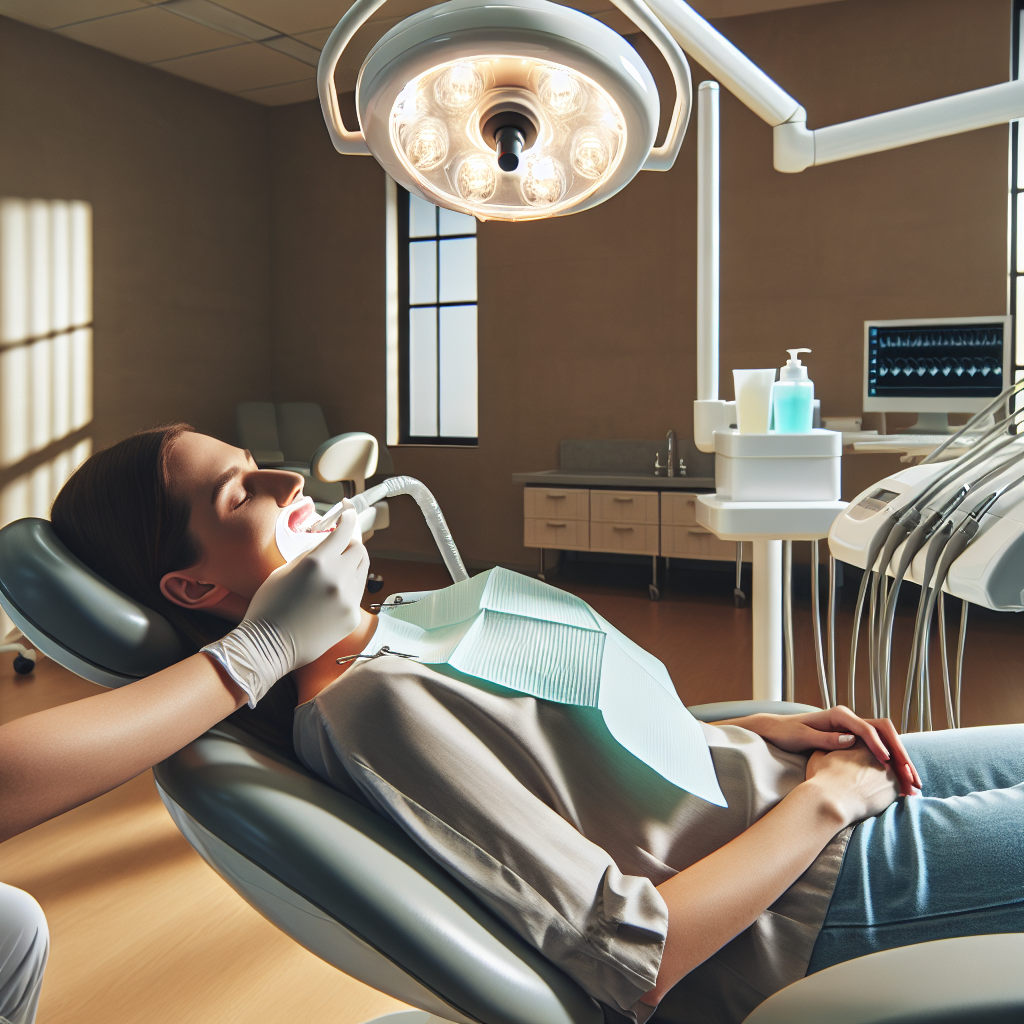 A patient receiving teeth whitening treatment at a hospital as part of health tourism.