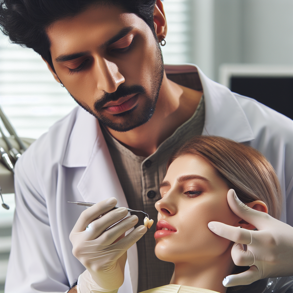 Diş hekimi estetik diş implantı uygulamakta