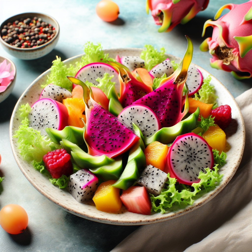 Renkli ejder meyvesi salatası, sağlıklı yaşamı destekliyor